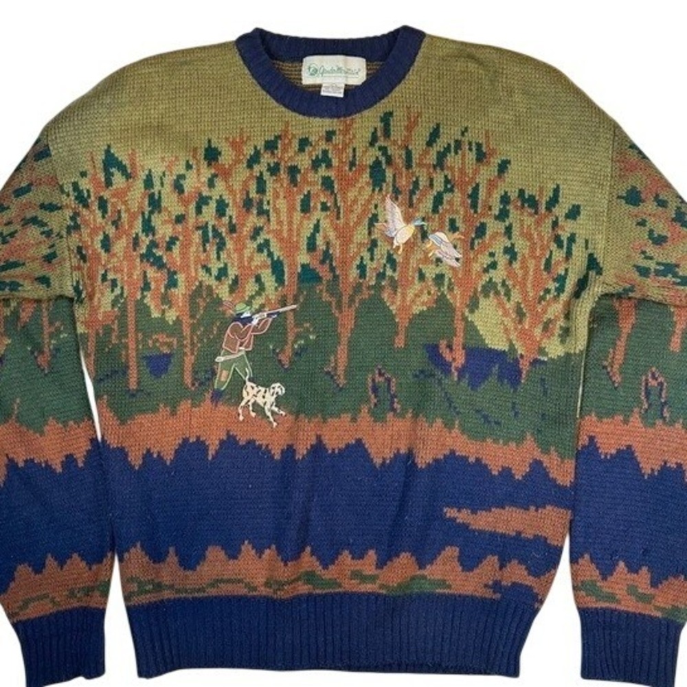 VTG Gander Mountain Hunting Ducks Cabin Tim Taylor Core Sweater Size Large